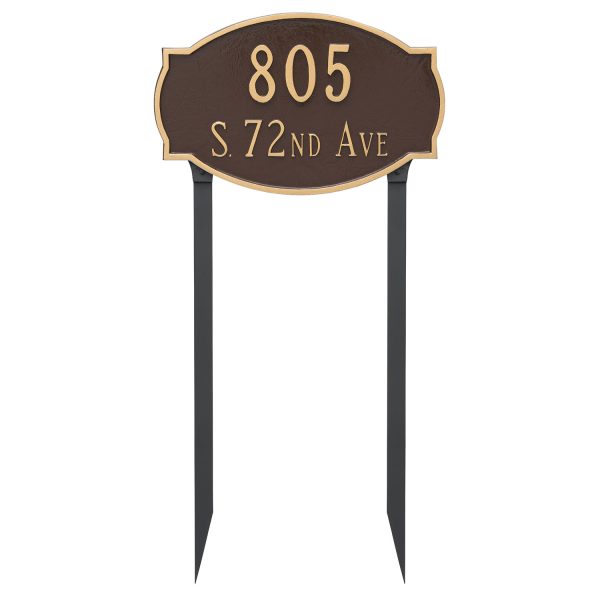 Cambridge Standard Two Line Address Sign Plaque with Lawn Stakes