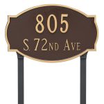 Cambridge Standard Two Line Address Sign Plaque with Lawn Stakes