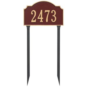 Vanderbilt Standard One Line Address Sign Plaque with Lawn Stakes