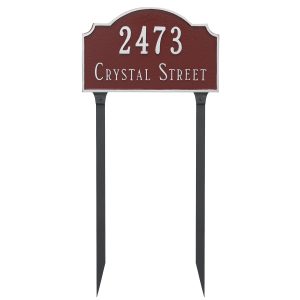 Vanderbilt Estate Two Line Address Sign Plaque with Lawn Stakes