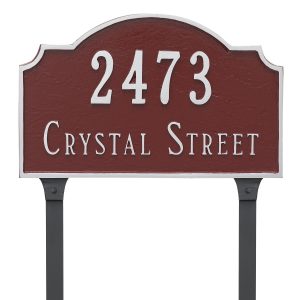 Vanderbilt Standard Two Line Address Sign Plaque with Lawn Stakes