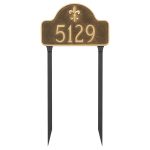 Fleur de Lis Lexington Arch Standard One Line Address Sign Plaque with Lawn Stakes