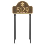 Fleur de Lis Lexington Arch Estate One Line Address Sign Plaque with Lawn Stakes