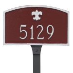 Fleur de Lis Prestige Arch Petite Address Sign Plaque with Lawn Stake