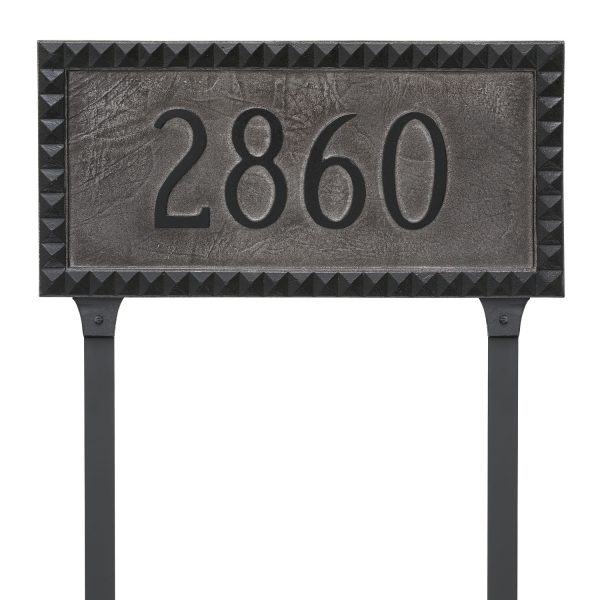 Cairo Rectangle One Line Address Sign Plaque with Lawn Stakes