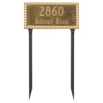 Cairo Rectangle Two Line Address Sign Plaque with Lawn Stakes