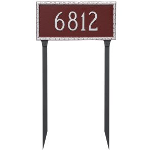 Jefferson Rectangle One Line Address Sign Plaque with Lawn Stakes