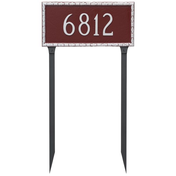 Jefferson Rectangle One Line Address Sign Plaque with Lawn Stakes