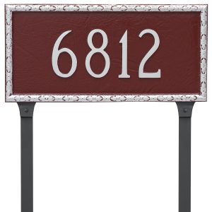Jefferson Rectangle One Line Address Sign Plaque with Lawn Stakes