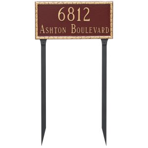 Jefferson Rectangle Two Line Address Sign Plaque with Lawn Stakes