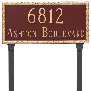 Jefferson Rectangle Two Line Address Sign Plaque with Lawn Stakes