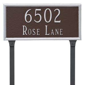 Melilla Rectangle Two Line Address Sign Plaque with Lawn Stakes