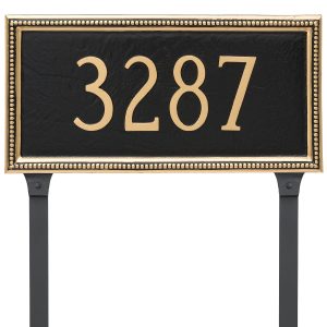 Verona Rectangle One Line Address Sign Plaque with Lawn Stakes