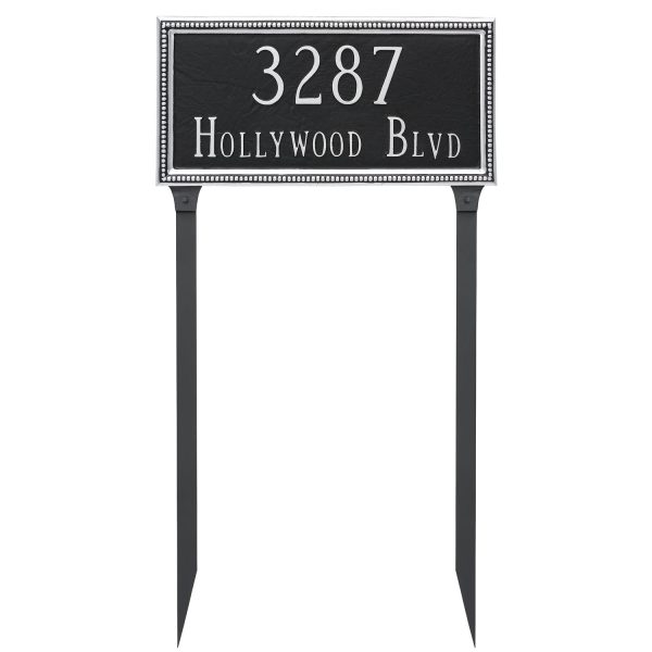 Verona Rectangle Two Line Address Sign Plaque with Lawn Stakes