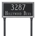 Verona Rectangle Two Line Address Sign Plaque with Lawn Stakes