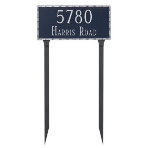Lincoln Rectangle Two Line Address Sign Plaque with Lawn Stakes