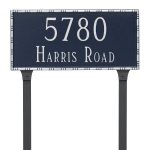 Lincoln Rectangle Two Line Address Sign Plaque with Lawn Stakes