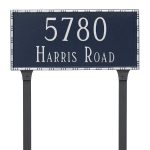 Lincoln Rectangle Two Line Address Sign Plaque with Lawn Stakes