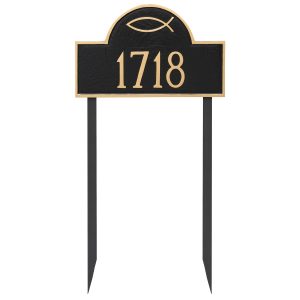 Ichthus Classic Arch Standard Address Sign Plaque with Lawn Stake