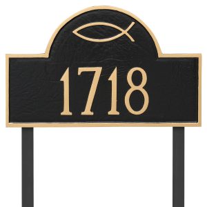 Ichthus Classic Arch Standard Address Sign Plaque with Lawn Stake