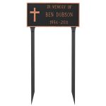 Rugged Cross Memorial Sign Plaque with Lawn Stakes
