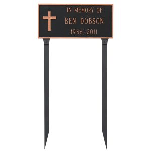 Rugged Cross Memorial Sign Plaque with Lawn Stakes