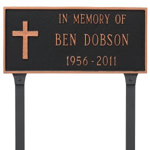 Rugged Cross Memorial Sign Plaque with Lawn Stakes