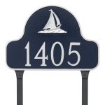 Sailboat Arch Address Sign Plaque with Lawn Stakes