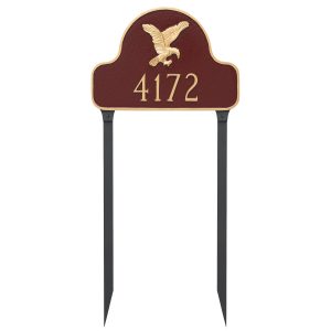 Eagle Arch Address Sign Plaque with Lawn Stakes