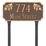 Camden Ivy Two Line Address Sign Plaque with Lawn Stakes