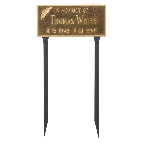 Memorial Plaque with Flower with Lawn Stakes