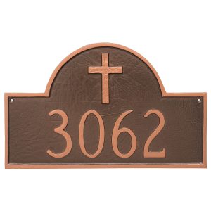 Classic Arch with Rugged Cross Address Sign Plaque