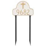 Arch with Celtic Cross Address Sign Plaque with Lawn Stakes