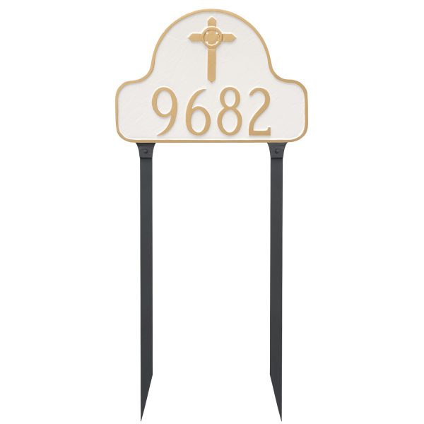 Arch with Celtic Cross Address Sign Plaque with Lawn Stakes