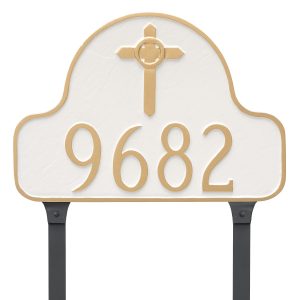 Arch with Celtic Cross Address Sign Plaque with Lawn Stakes