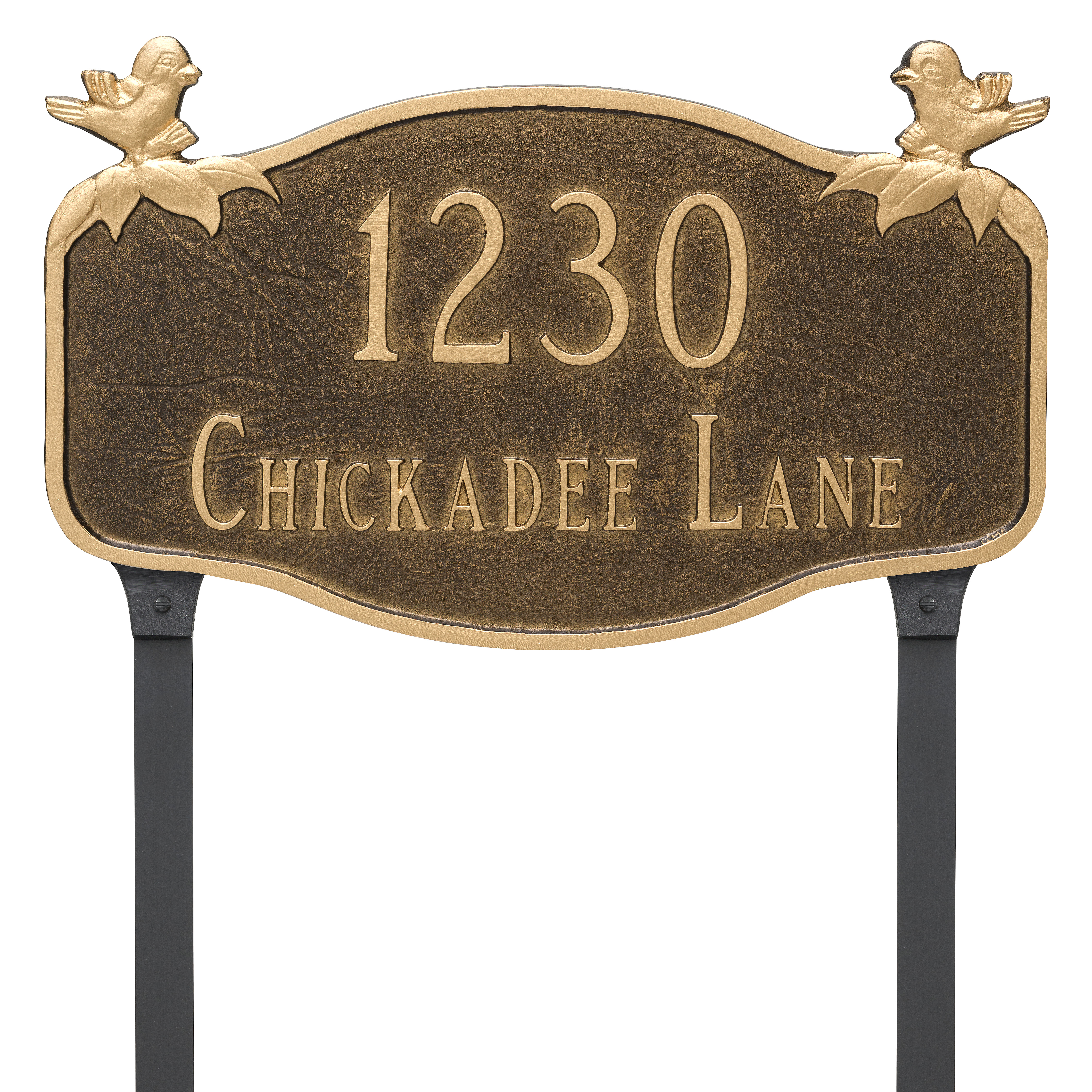 Chickadee Address Sign Plaque with Lawn Stakes