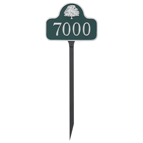 Small Oak Tree Arch Address Sign Plaque with Lawn Stake
