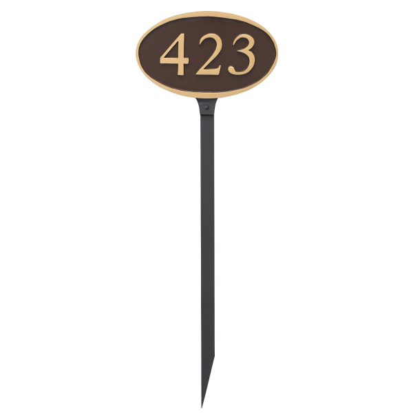 Ferris Oval Address Plaque Sign with Lawn Stake