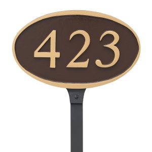 Ferris Oval Address Plaque Sign with Lawn Stake