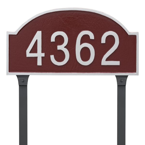 Dover Arch One Line Standard Address Sign Plaque with Lawn Stakes