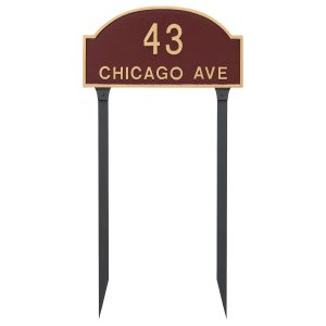 Dover Arch Two Line Standard Address Sign Plaque with Lawn Stakes