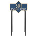 Piedmont Rectangle Two Line Standard Address Sign Plaque with Lawn Stakes