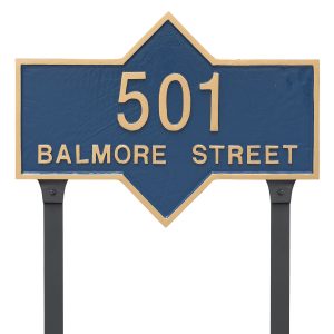 Piedmont Rectangle Two Line Standard Address Sign Plaque with Lawn Stakes