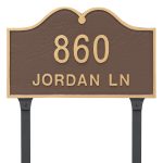 Hillsdale Arch Standard Two Line Address Sign Plaque with Lawn Stake