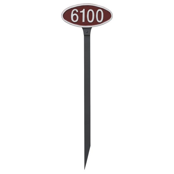 Wilshire Oval Petite Address Sign Plaque with Lawn Stake