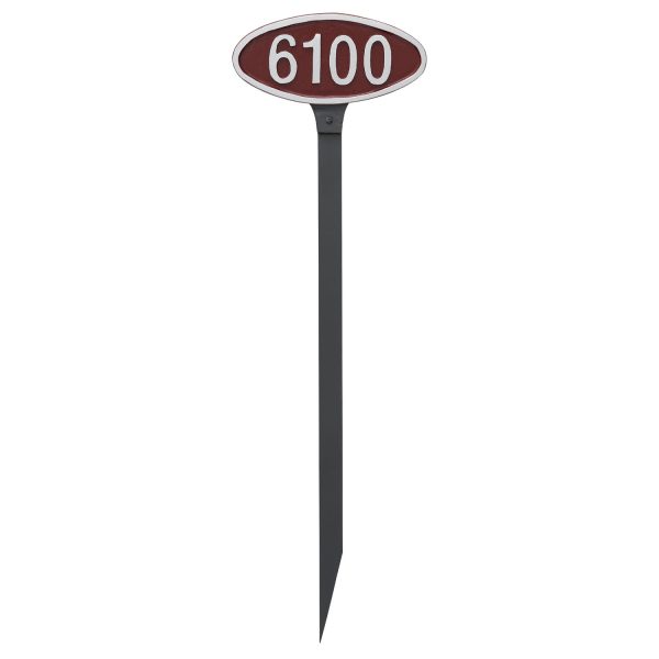 Wilshire Oval Petite Address Sign Plaque with Lawn Stake