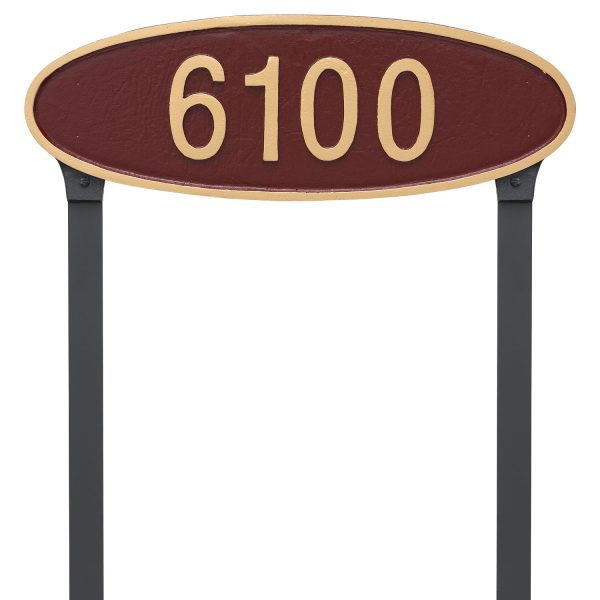 Wilshire Oval Standard Address Sign Plaque with Lawn Stakes
