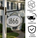 Double Sided Hanging Classic Oval Standard One Line Address Sign Plaque - Image 6