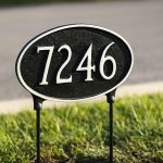 Double Sided Lawn Classic Oval Standard One Line Address Sign Plaque With Stakes - Image 2