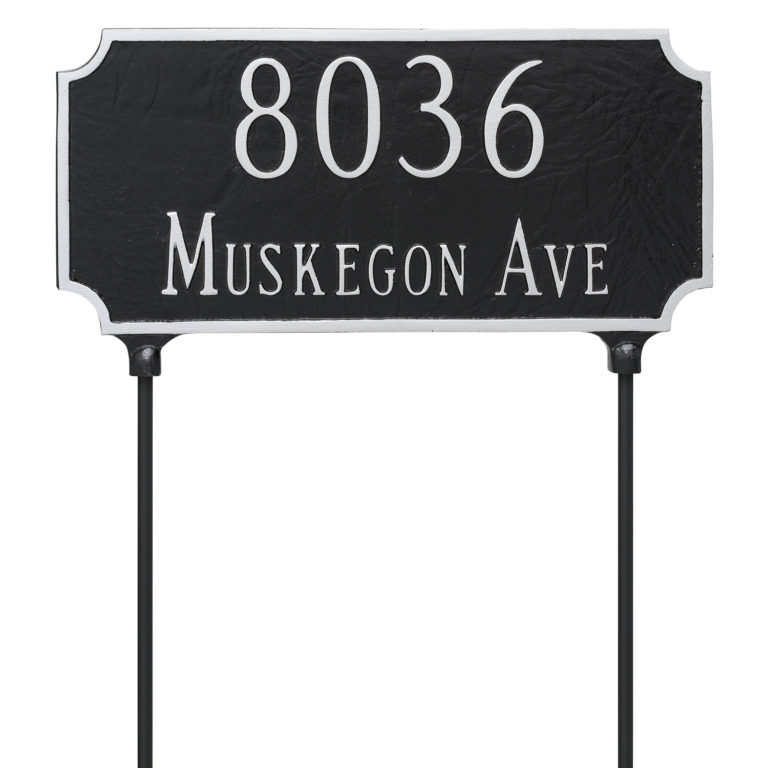 Double Sided Lawn Princeton Two Line Address Sign Plaque with Stakes